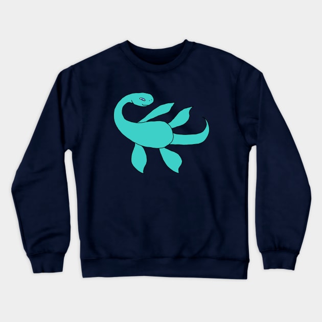 Dino Nessie - Turquoise Crewneck Sweatshirt by Walking Fox Designs